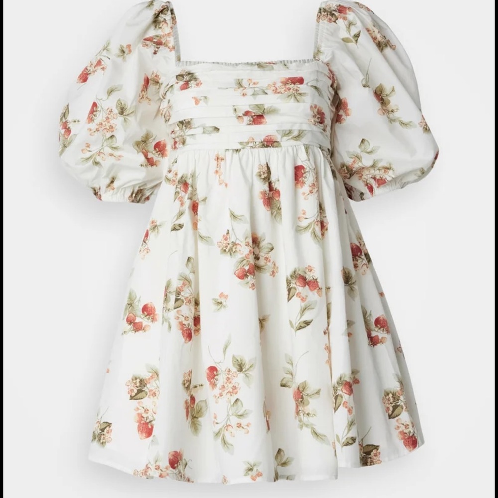 Abercrombie & Fitch White Floral Puff Sleeve Dress - Picture 3 of 3